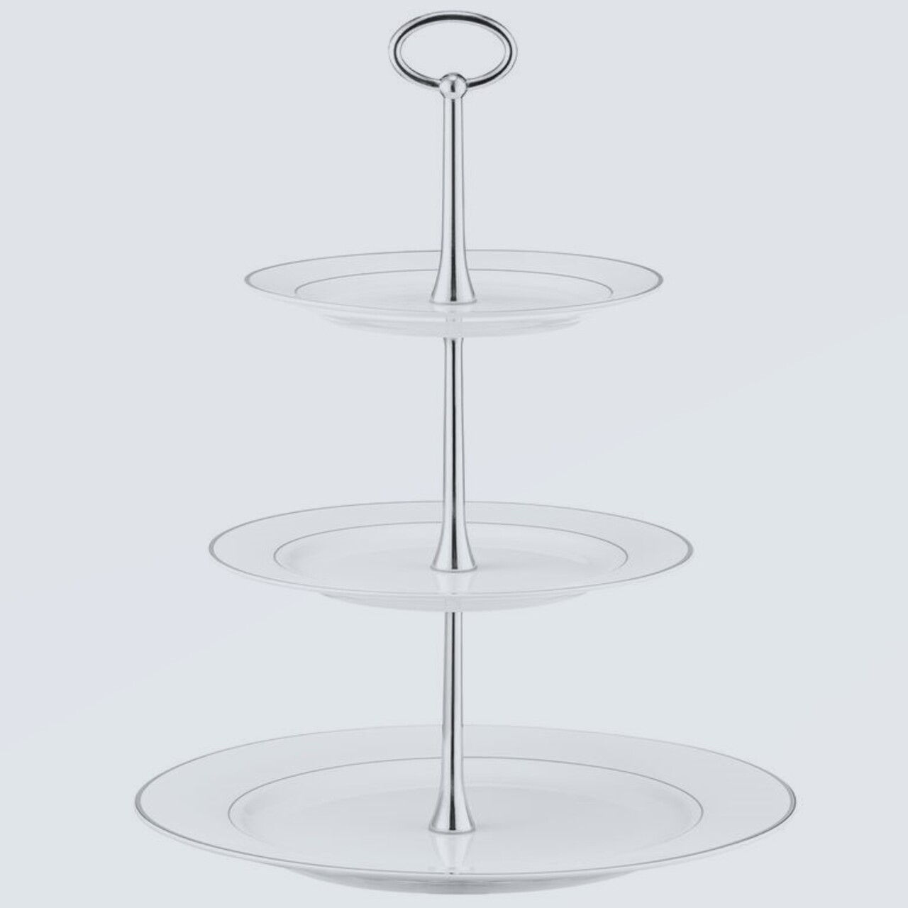 Suport prajituri cu 3 nivele Aura Silver, Ambition, 34x27 cm, portelan - imagine 3